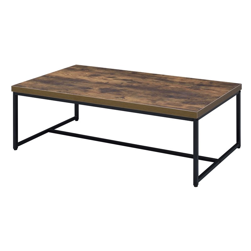 Acme Bob Coffee Table In Weathered Oak And Black 80615 Acme Bob Coffee Table In Weathered Oak And Black