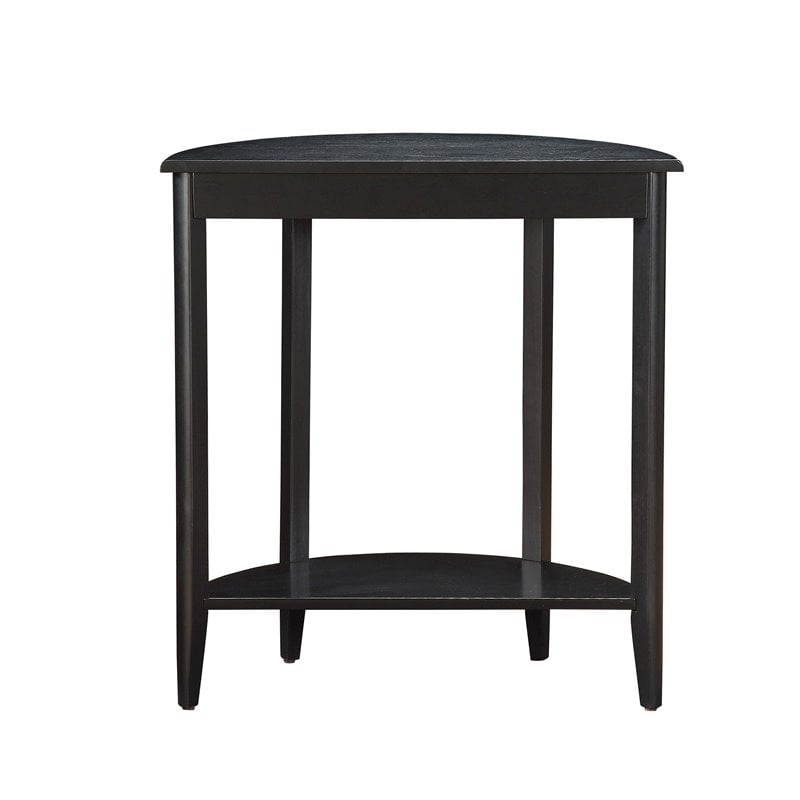 ACME Elcee Half Moon 1-Drawer Wooden Console Table with Bottom Shelf in Black