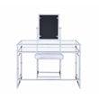 ACME Josh Metal Frame Vanity and Stool in White and Chrome