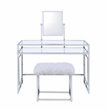 ACME Josh Metal Frame Vanity and Stool in White and Chrome