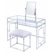 ACME Josh Metal Frame Vanity and Stool in White and Chrome
