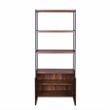 ACME Sara 3 Shelf Wooden Bookcase with 2 Doors in Walnut and Sandy Black