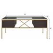 ACME Yumia Glass Rectangle Top 4-Drawer Writing Desk in Gold and Clear Glass