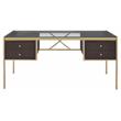 ACME Yumia Glass Rectangle Top 4-Drawer Writing Desk in Gold and Clear Glass