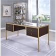 ACME Yumia Glass Rectangle Top 4-Drawer Writing Desk in Gold and Clear Glass
