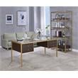 ACME Yumia Glass Rectangle Top 4-Drawer Writing Desk in Gold and Clear Glass