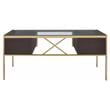 ACME Yumia Glass Rectangle Top 4-Drawer Writing Desk in Gold and Clear Glass