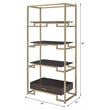 ACME Yumia Wooden Tiers Etagere Bookshelf in Gold and Clear Glass