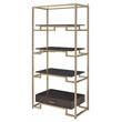 ACME Yumia Wooden Tiers Etagere Bookshelf in Gold and Clear Glass