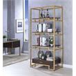 ACME Yumia Wooden Tiers Etagere Bookshelf in Gold and Clear Glass