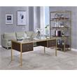 ACME Yumia Wooden Tiers Etagere Bookshelf in Gold and Clear Glass