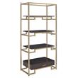ACME Yumia Wooden Tiers Etagere Bookshelf in Gold and Clear Glass