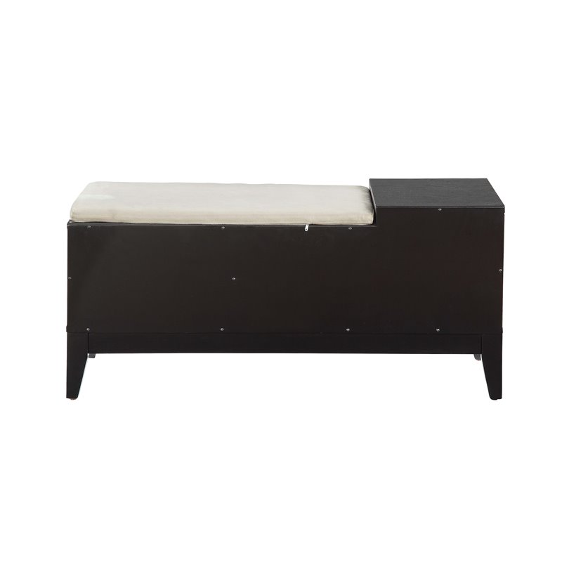 ACME Boyet 1-Drawer Wooden Bench with 2 Compartments in Black