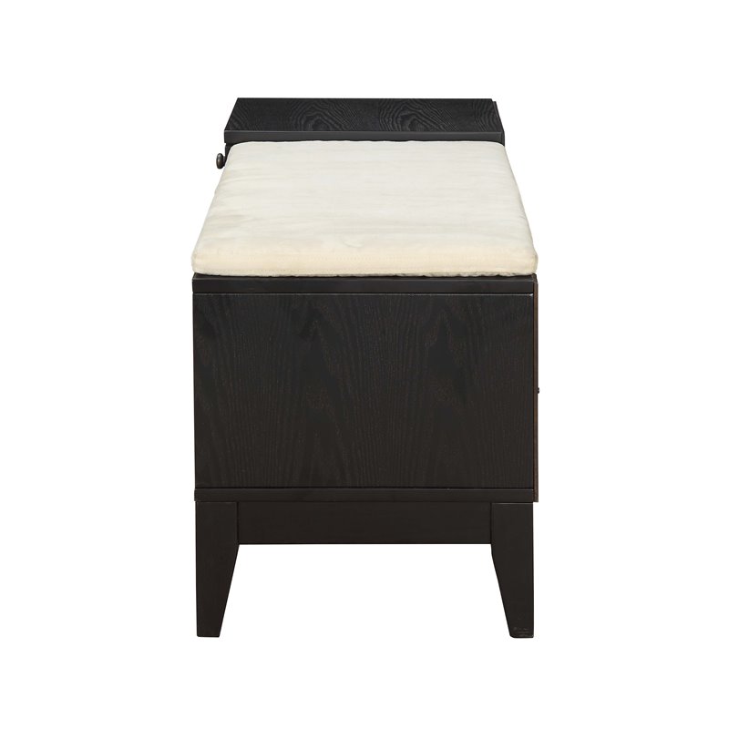 ACME Boyet 1-Drawer Wooden Bench with 2 Compartments in Black