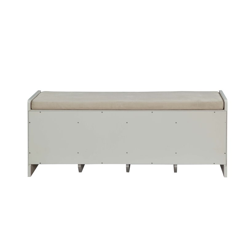ACME Berci Wooden Upholstered Bench with Removable Cushion in Beige and White