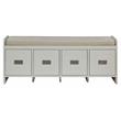 ACME Berci Wooden Upholstered Bench with Removable Cushion in Beige and White