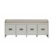 ACME Berci Wooden Upholstered Bench with Removable Cushion in Beige and White