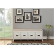 ACME Berci Wooden Upholstered Bench with Removable Cushion in Beige and White