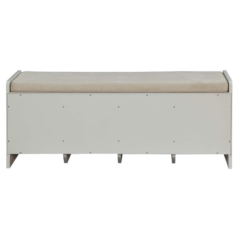 ACME Berci Wooden Upholstered Bench with Removable Cushion in Beige and White