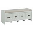 ACME Berci Wooden Upholstered Bench with Removable Cushion in Beige and White