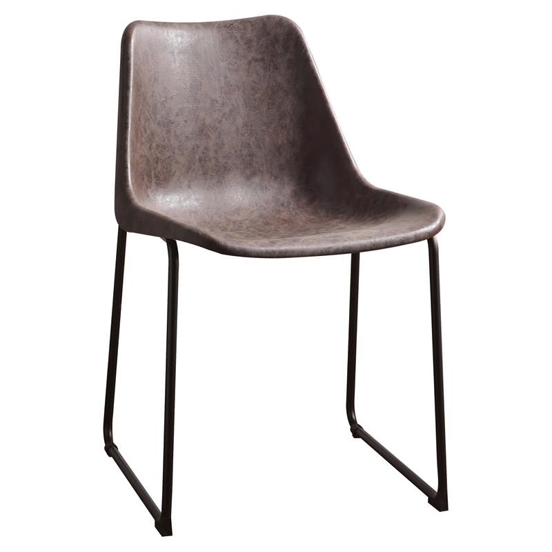 ACME Valgus Faux Leather & Metal Dining Chair in Vintage Mocha/Black (Set of 2)
