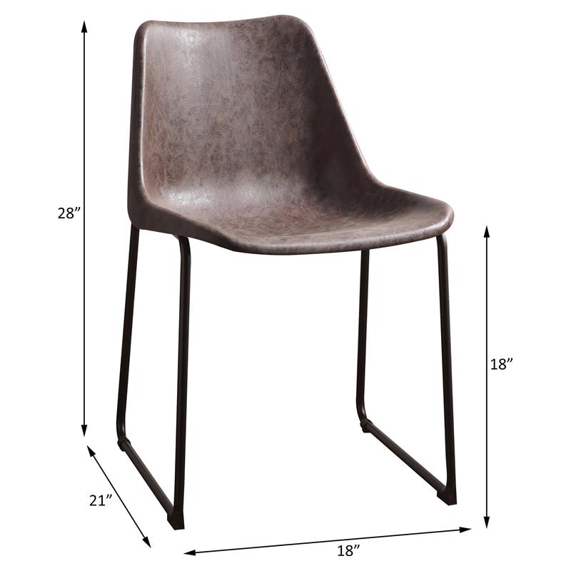 ACME Valgus Faux Leather & Metal Dining Chair in Vintage Mocha/Black (Set of 2)