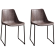 ACME Valgus Faux Leather & Metal Dining Chair in Vintage Mocha/Black (Set of 2)