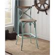 ACME Zaire Armless Bar Stool with Wooden Seat in Antique Sky and Antique Oak