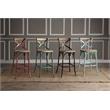 ACME Zaire Armless Bar Stool with Wooden Seat in Antique Sky and Antique Oak