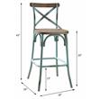 ACME Zaire Armless Bar Stool with Wooden Seat in Antique Sky and Antique Oak