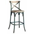 ACME Zaire Bar Stool with Wooden Seat in Antique Turquoise and Antique Oak