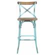 ACME Zaire Bar Stool with Wooden Seat in Antique Turquoise and Antique Oak