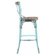 ACME Zaire Bar Stool with Wooden Seat in Antique Turquoise and Antique Oak