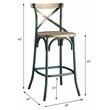 ACME Zaire Bar Stool with Wooden Seat in Antique Turquoise and Antique Oak