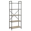 ACME Itzel 5 Wooden Tiers Rectangular Bookshelf in Antique Oak and Sandy Gray
