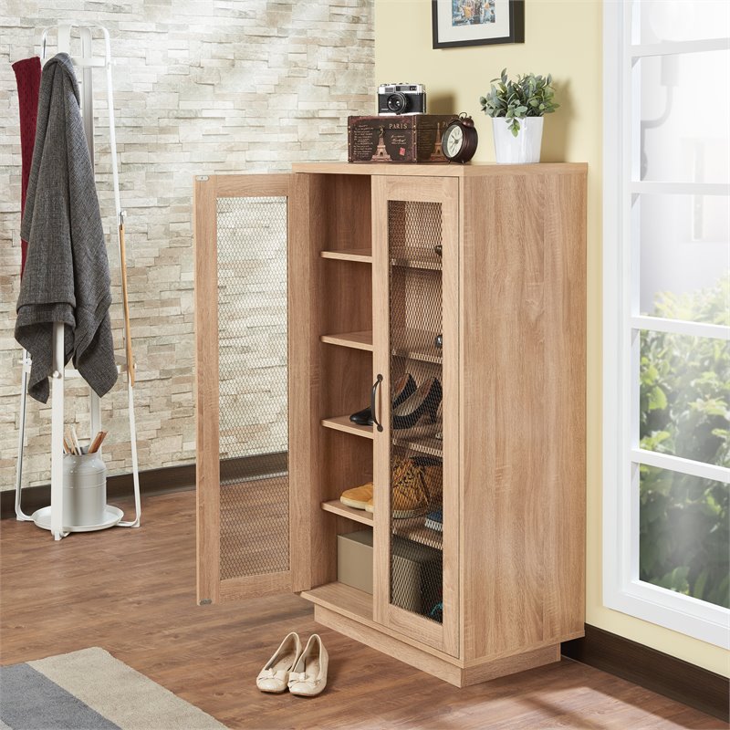 Acme Glines Shoe Cabinet In Weathered Light Oak 97346