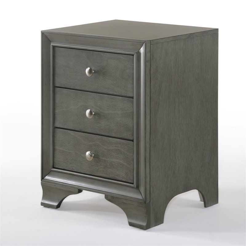 Acme Blaise 3 Drawer Nightstand In Gray Oak 97494