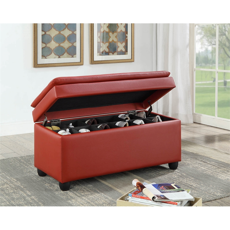 Acme Nitsa Storage Bench In Wine Pu 96442