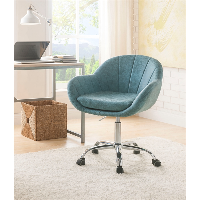 ACME Furniture Giolla Upholstered Faux Leather Office Chair in Peacock Blue