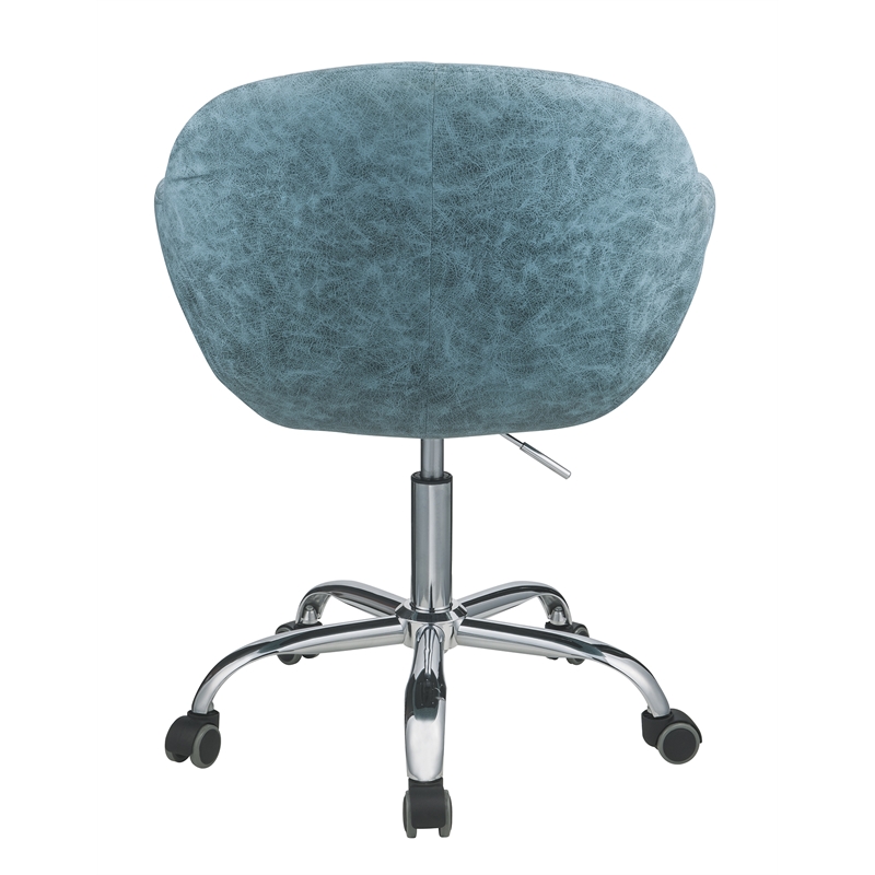 ACME Furniture Giolla Upholstered Faux Leather Office Chair in Peacock Blue