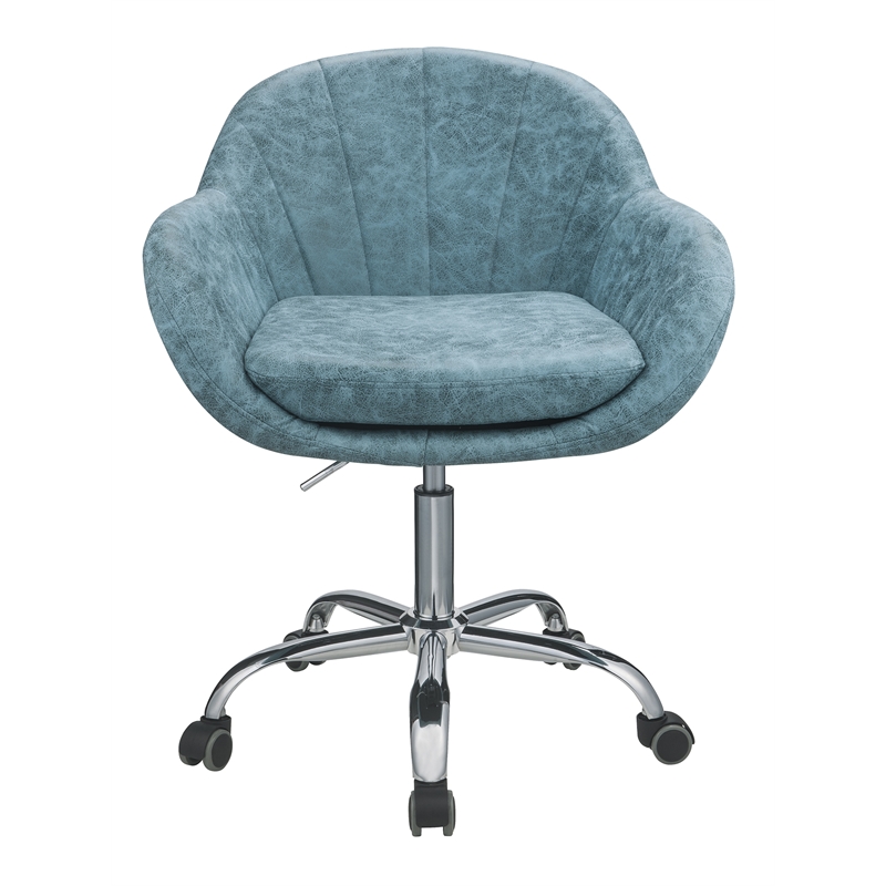 ACME Furniture Giolla Upholstered Faux Leather Office Chair in Peacock Blue