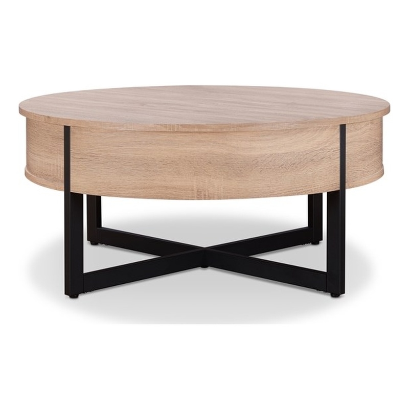 ACME Furniture Marlee Round Wood & Metal Coffee Table in Natural/Black ...