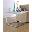 ACME Snyder Square Wooden End Table in Chrome and White