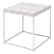 ACME Snyder Square Wooden End Table in Chrome and White