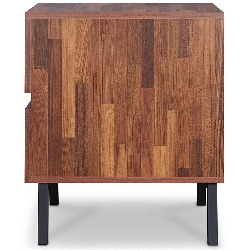 ACME Karine 2 Drawer Wooden End Table in Walnut and Sandy Black