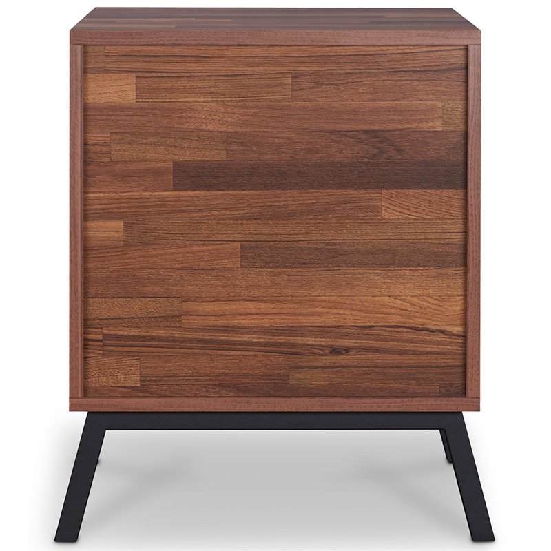 ACME Karine 2 Drawer Wooden End Table in Walnut and Sandy Black