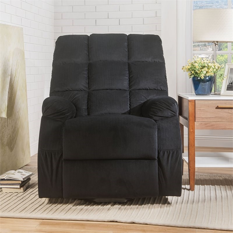 ACME Ipompea Velvet Tufted Recliner in Black