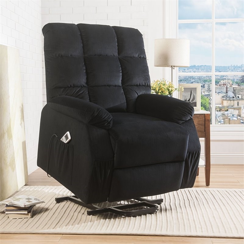 ACME Ipompea Velvet Tufted Recliner in Black