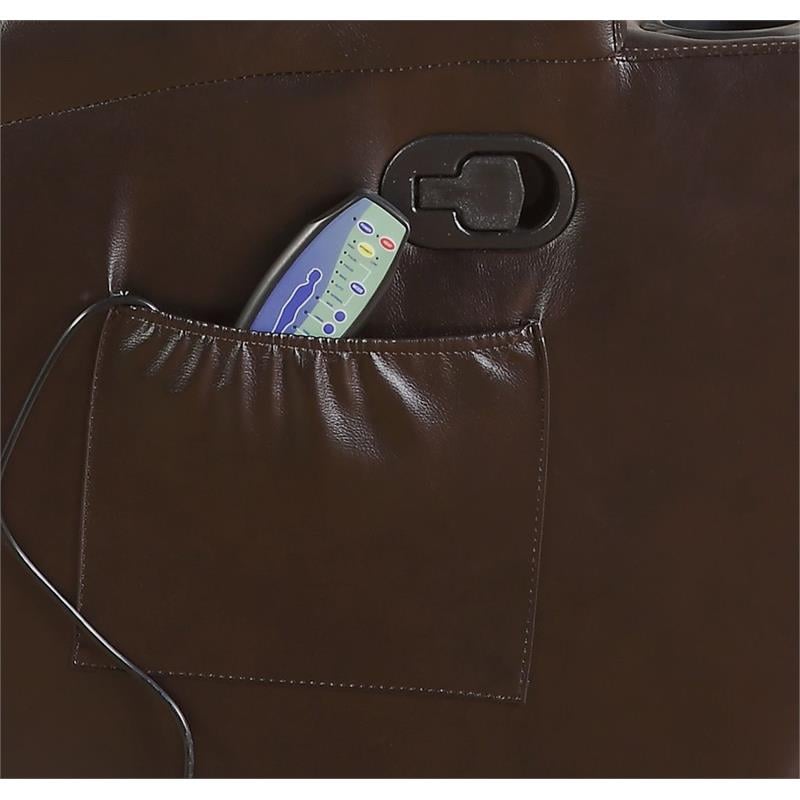 ACME Waterlily Rocker Recliner with Motion Swivel in Brown  Faux Leather