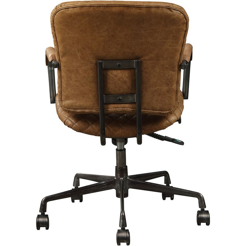 Acme Josi Leather Adjustable Swivel Office Chair In Coffee